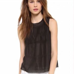 Madewell memento pretty black lace sleeveless cotton voile top